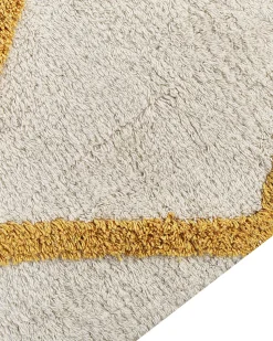 Beliani Matto Puuvilla Luonnonvalkoinen/Keltainen 160 X 230 Cm Beyler Cheap