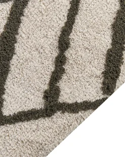 Beliani Matto Puuvilla Luonnonvalkoinen/Tummanvihrea 160 X 230 Cm Yesilkoy Hot