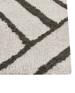 Beliani Matto Puuvilla Luonnonvalkoinen/Tummanvihrea 160 X 230 Cm Yesilkoy Hot