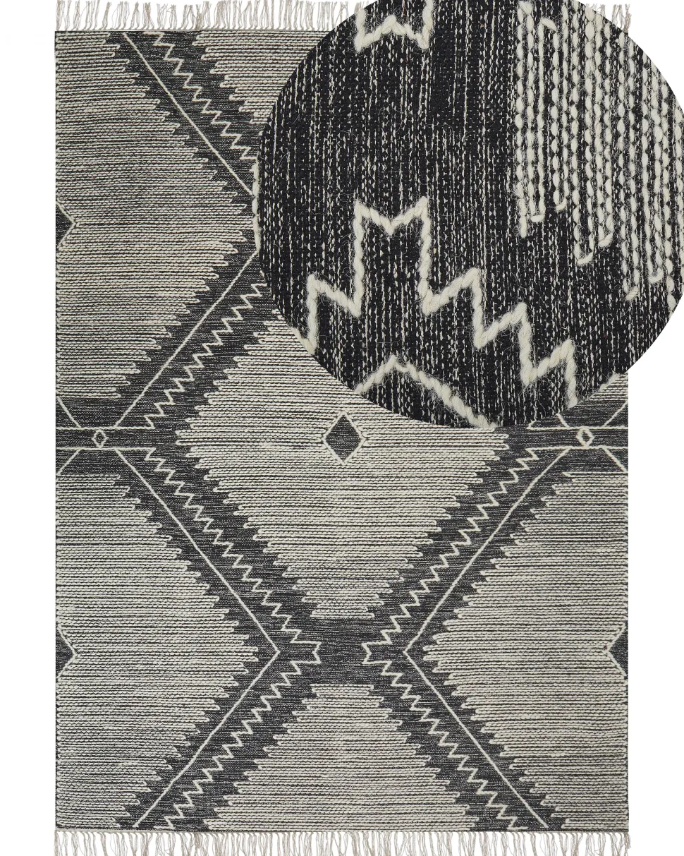 Beliani Matto Puuvilla Musta/Valkoinen 160 X 230 Cm Arbaa Best Sale