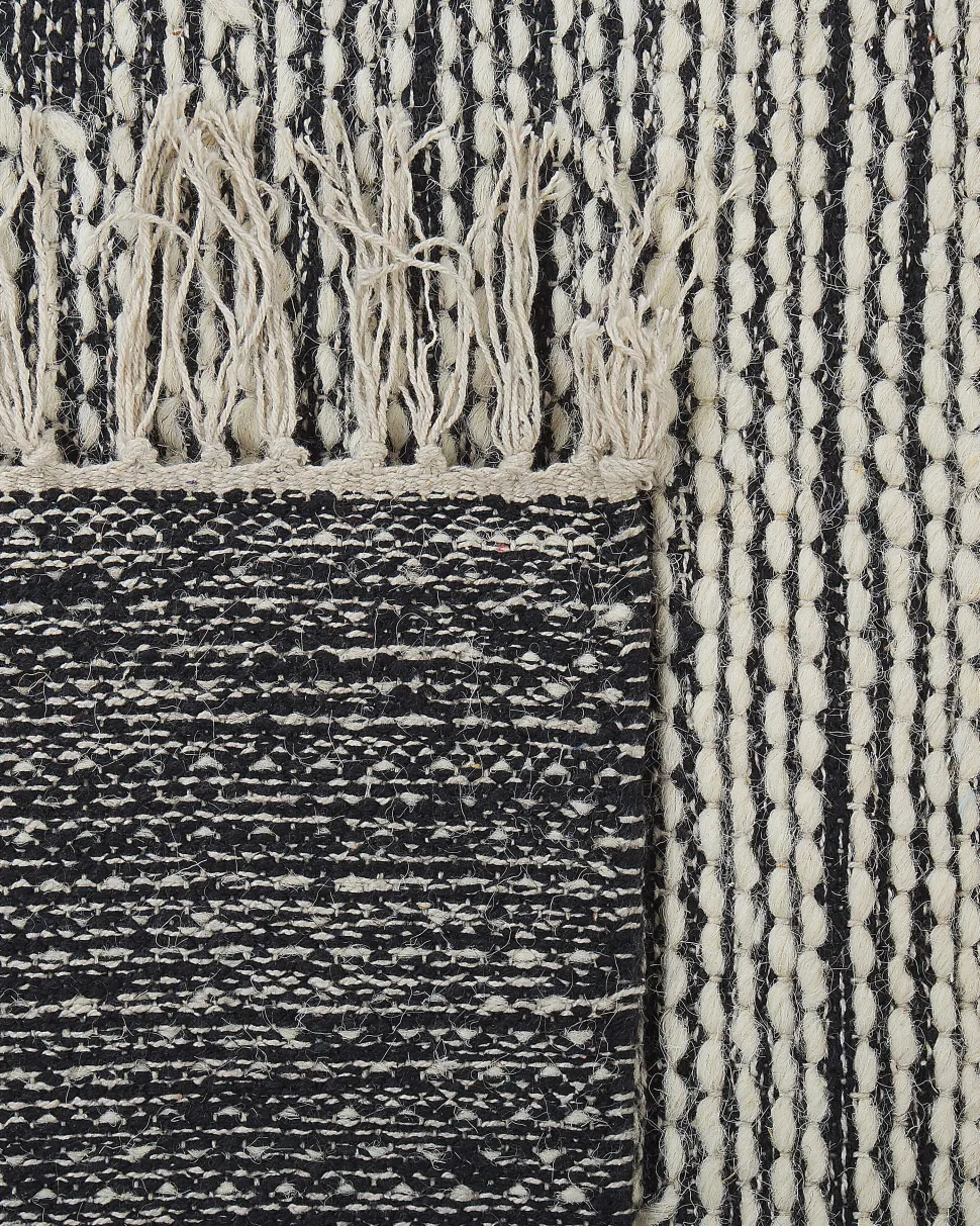 Beliani Matto Puuvilla Musta/Valkoinen 160 X 230 Cm Arbaa Best Sale