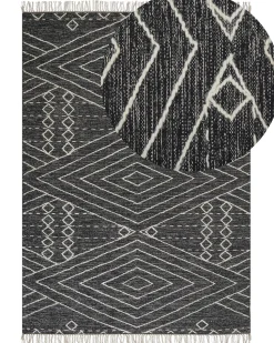 Beliani Matto Puuvilla Musta/Valkoinen 160 X 230 Cm Khenifra Best Sale