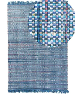 Beliani Matto Puuvilla Sininen 140 X 200 Cm Besni Cheap
