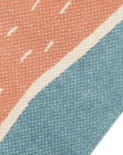 Beliani Matto Puuvilla Sininen/Oranssi 80 X 150 Cm Isak Shop