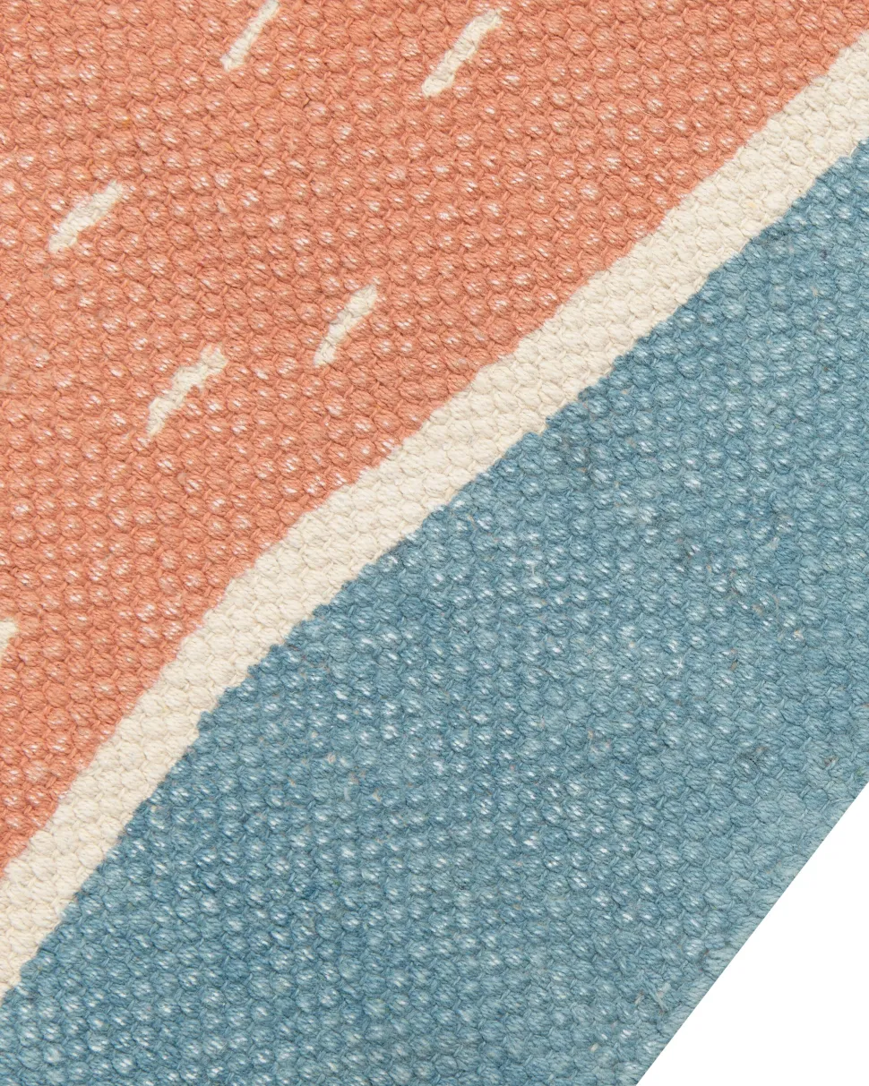 Beliani Matto Puuvilla Sininen/Oranssi 80 X 150 Cm Isak Shop