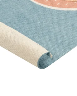 Beliani Matto Puuvilla Sininen/Oranssi 80 X 150 Cm Isak Shop