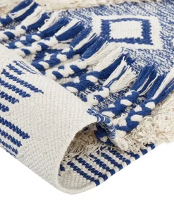 Beliani Matto Puuvilla Vaalea Beige/Sininen 140 X 200 Cm Manavgat Online