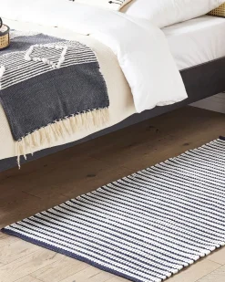 Beliani Matto Puuvilla Valkoinen/Laivastonsininen 80 X 150 Cm Sofulu Store