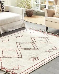 Beliani Matto Puuvilla Valkoinen/Punainen 160 X 230 Cm Kenitra Flash Sale