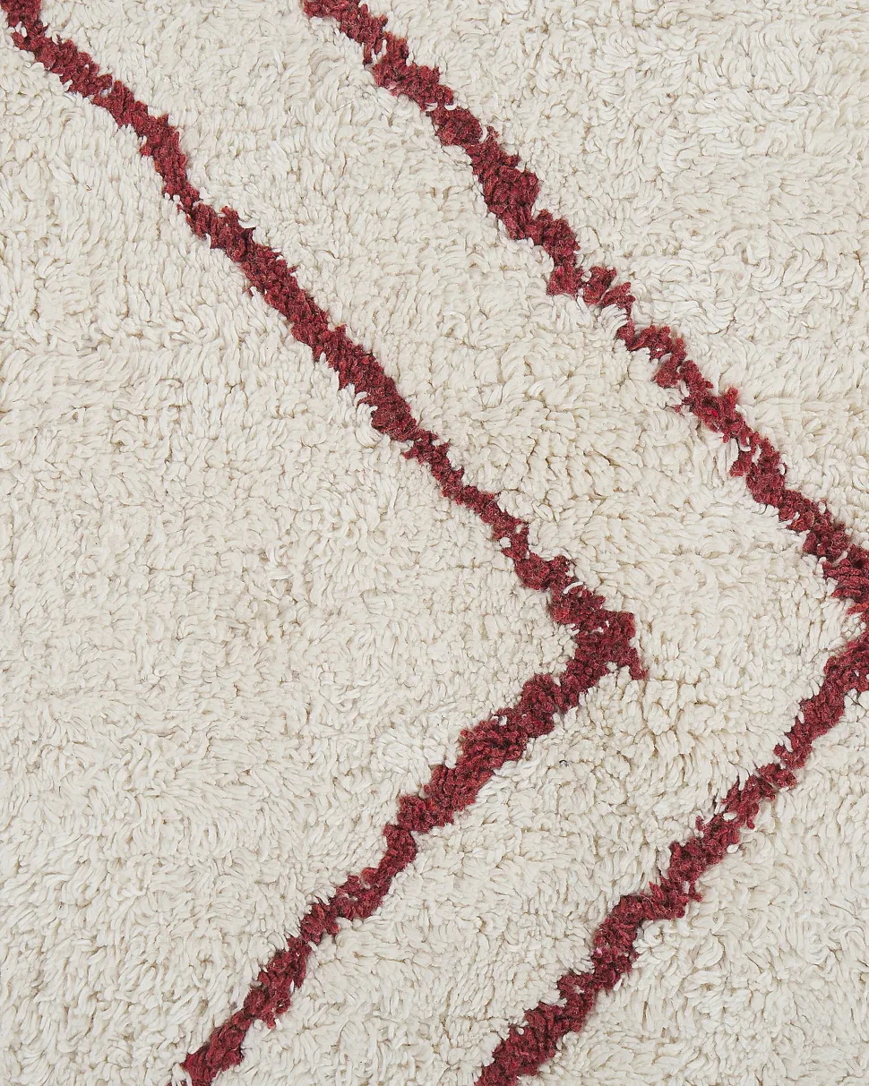 Beliani Matto Puuvilla Valkoinen/Punainen 160 X 230 Cm Kenitra Flash Sale