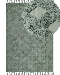 Beliani Matto Puuvilla Vihrea 160 X 230 Cm Kars Best