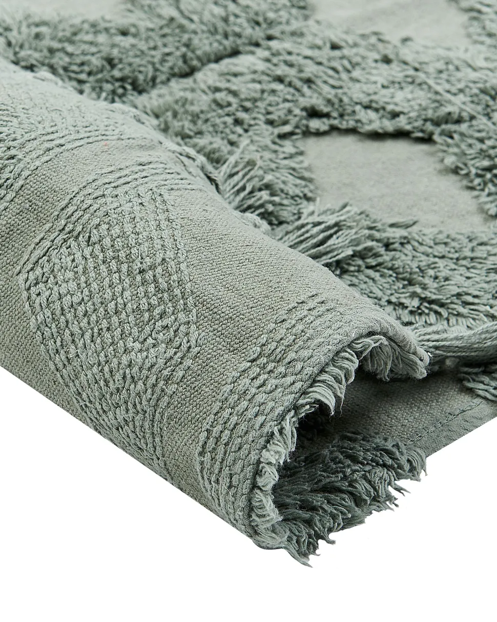 Beliani Matto Puuvilla Vihrea 160 X 230 Cm Kars Best