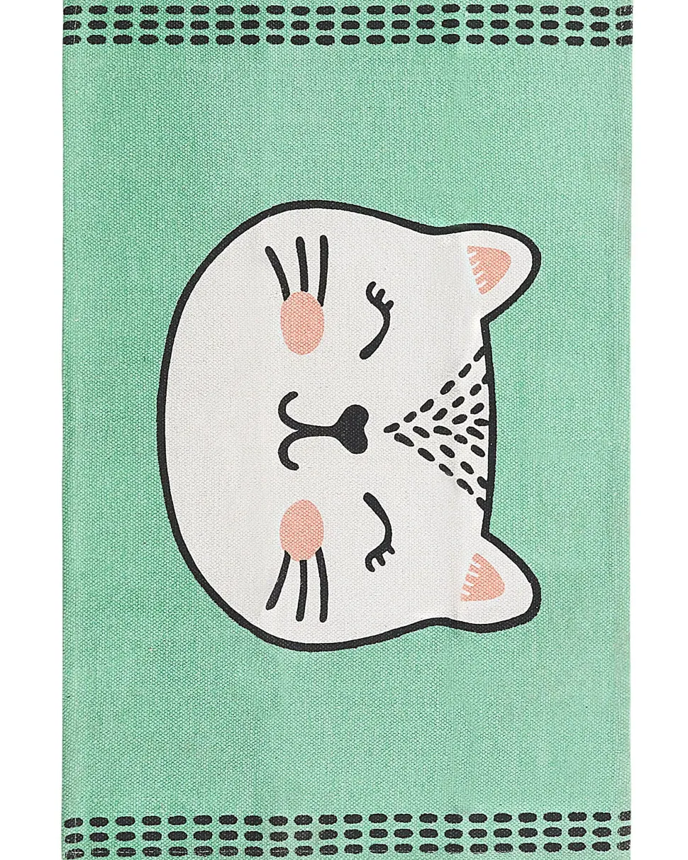 Beliani Matto Puuvilla Vihrea 60 X 90 Cm Howrah Store