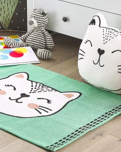 Beliani Matto Puuvilla Vihrea 60 X 90 Cm Howrah Store