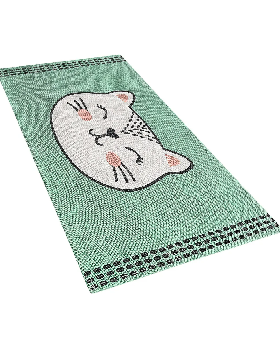 Beliani Matto Puuvilla Vihrea 60 X 90 Cm Howrah Store