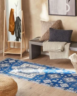 Beliani Matto Sininen/Beige 80 X 300 Cm Parvakadli Shop