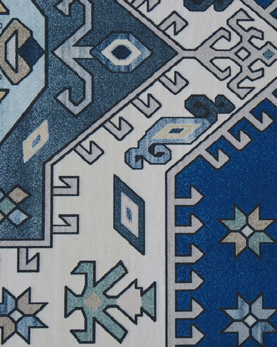 Beliani Matto Sininen/Beige 80 X 300 Cm Parvakadli Shop