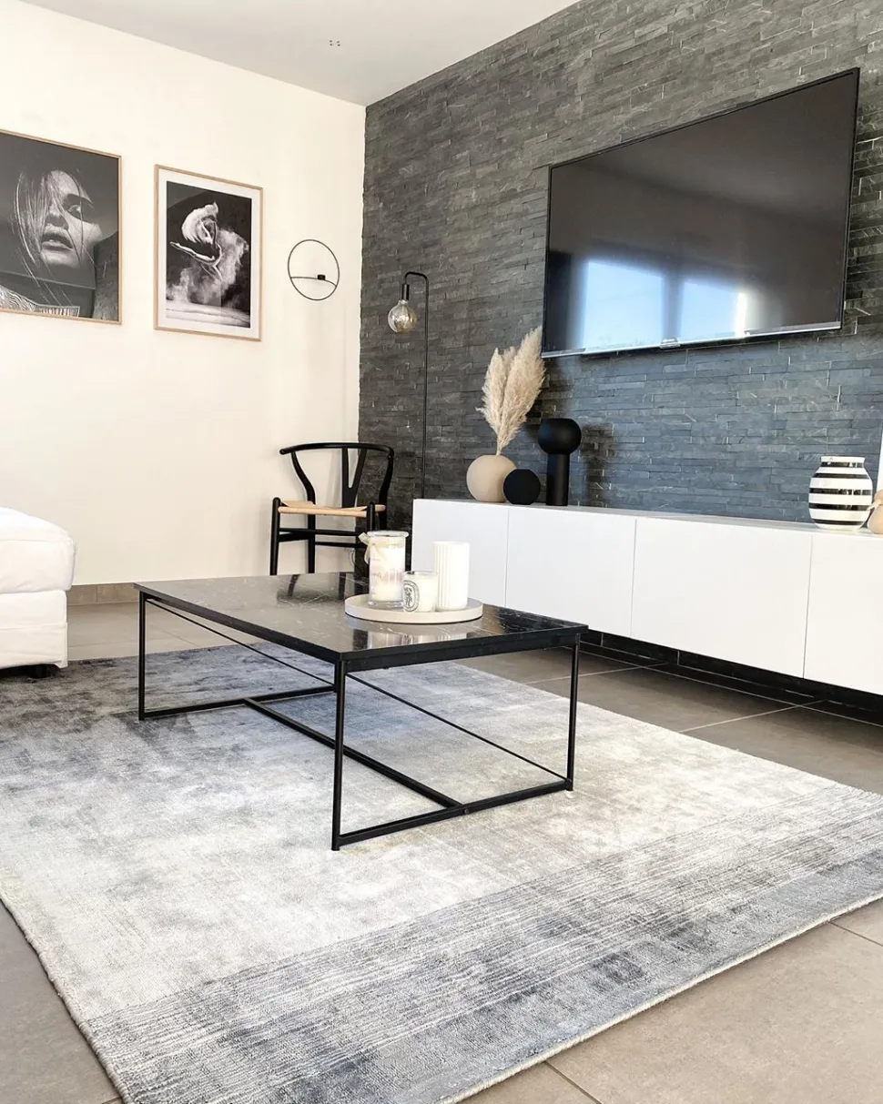 Beliani Matto Viskoosi Harmaa/Sininen 200 X 200 Cm Ercis Hot