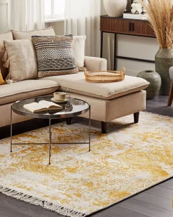 Beliani Matto Viskoosi Keltainen/Beige 160 X 230 Cm Boyali Online