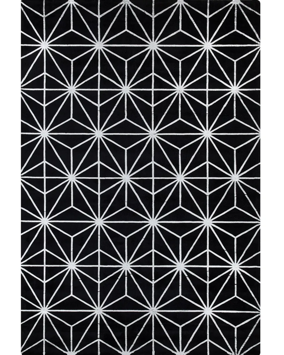 Beliani Matto Viskoosi Musta/Hopea 160 X 230 Cm Sibel Discount