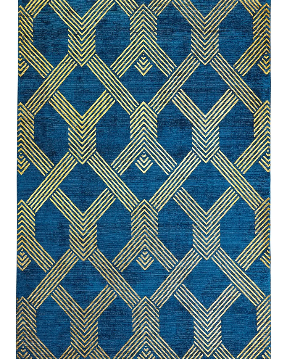 Beliani Matto Viskoosi Sininen/Kulta 160 X 230 Cm Vekse Clearance