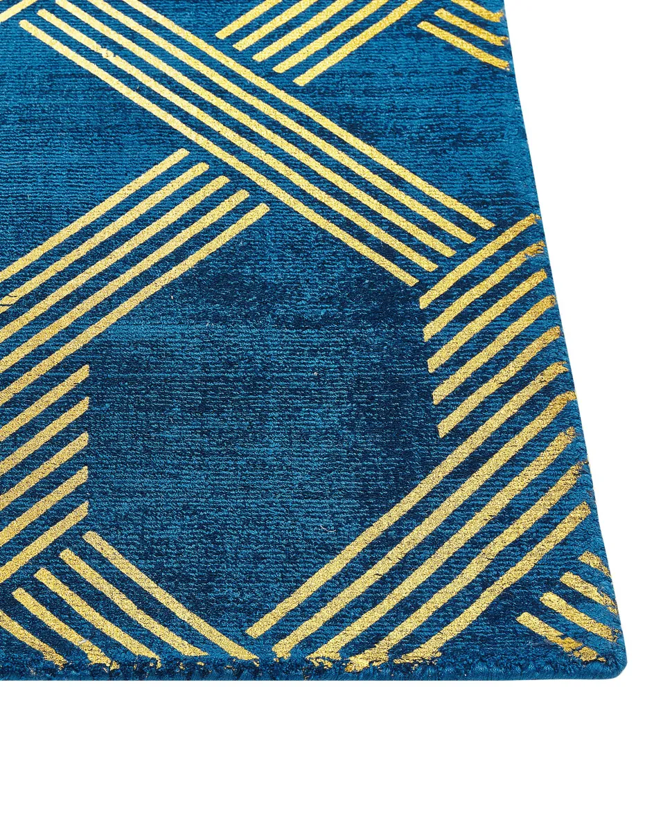 Beliani Matto Viskoosi Sininen/Kulta 160 X 230 Cm Vekse Clearance