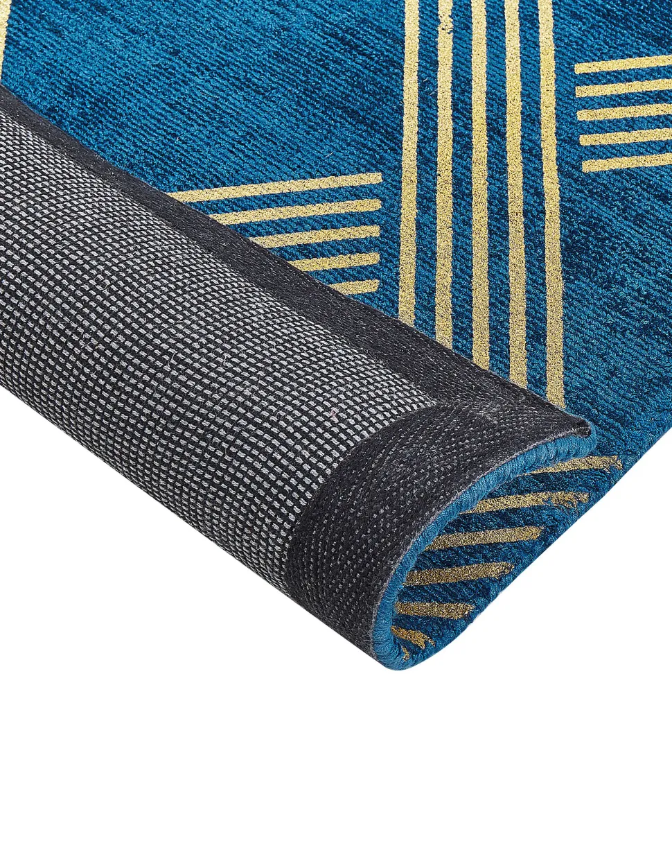 Beliani Matto Viskoosi Sininen/Kulta 160 X 230 Cm Vekse Clearance