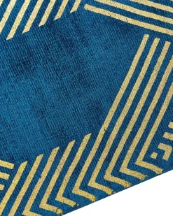 Beliani Matto Viskoosi Sininen/Kulta 160 X 230 Cm Vekse Clearance
