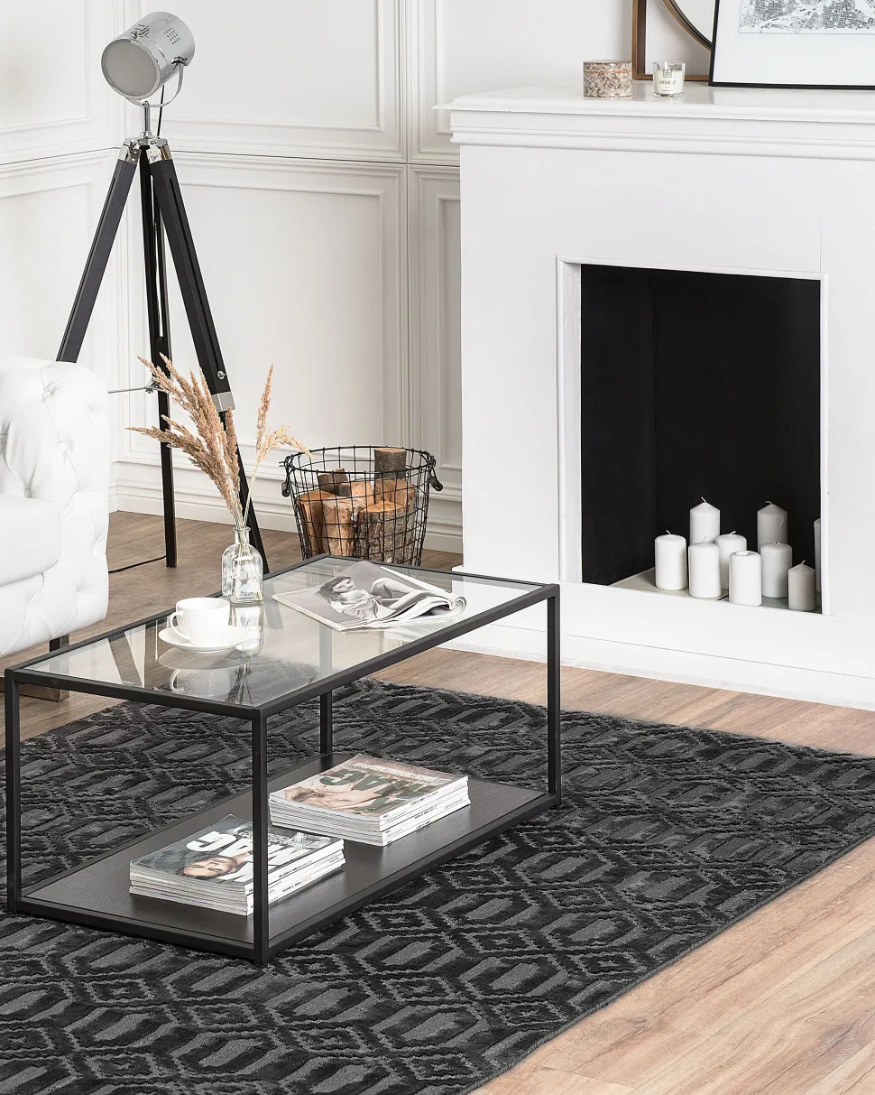 Beliani Matto Viskoosi Tummanharmaa 160 X 230 Cm Adatepe Sale