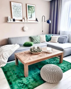 Beliani Matto Viskoosi Tummanvihrea 140 X 200 Cm Gesi Ii Fashion