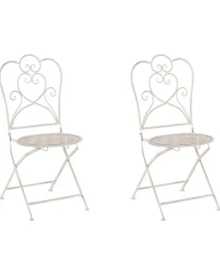 Beliani Metalliset Terassituolit 2 Kpl Valkoinen/Beige Trieste Best