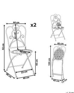 Beliani Metalliset Terassituolit 2 Kpl Valkoinen/Beige Trieste Best