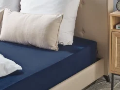 Beliani Muotoonommeltu Puuvillalakana 90 X 200 Cm Tummansininen Hofuf Clearance