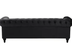 Beliani Musta 3-Istuttava Samettisohva Chesterfield Clearance