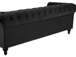 Beliani Musta 3-Istuttava Samettisohva Chesterfield Clearance