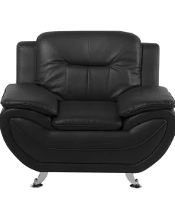 Beliani Musta Keinonahkainen Nojatuoli Leira Fashion