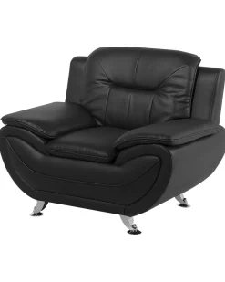 Beliani Musta Keinonahkainen Nojatuoli Leira Fashion