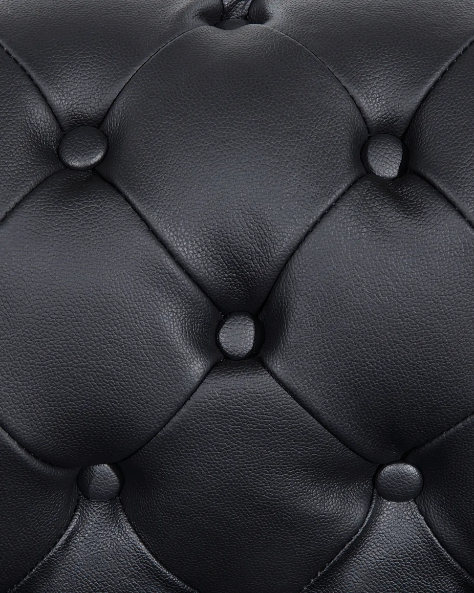 Beliani Musta Nahkaverhoiltu Nojatuoli Chesterfield Clearance