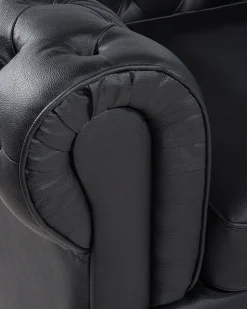 Beliani Musta Nahkaverhoiltu Nojatuoli Chesterfield Clearance