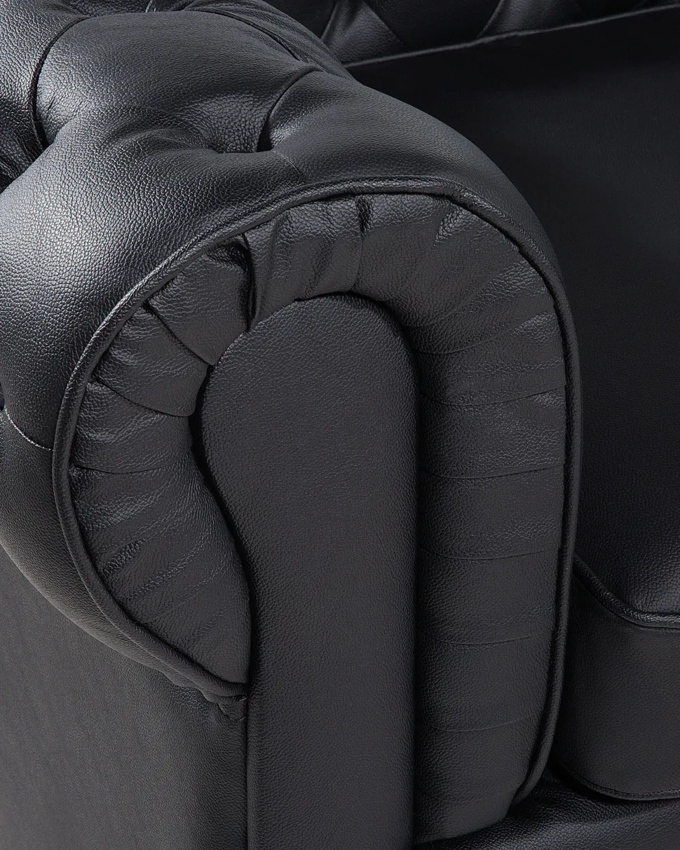 Beliani Musta Nahkaverhoiltu Nojatuoli Chesterfield Clearance