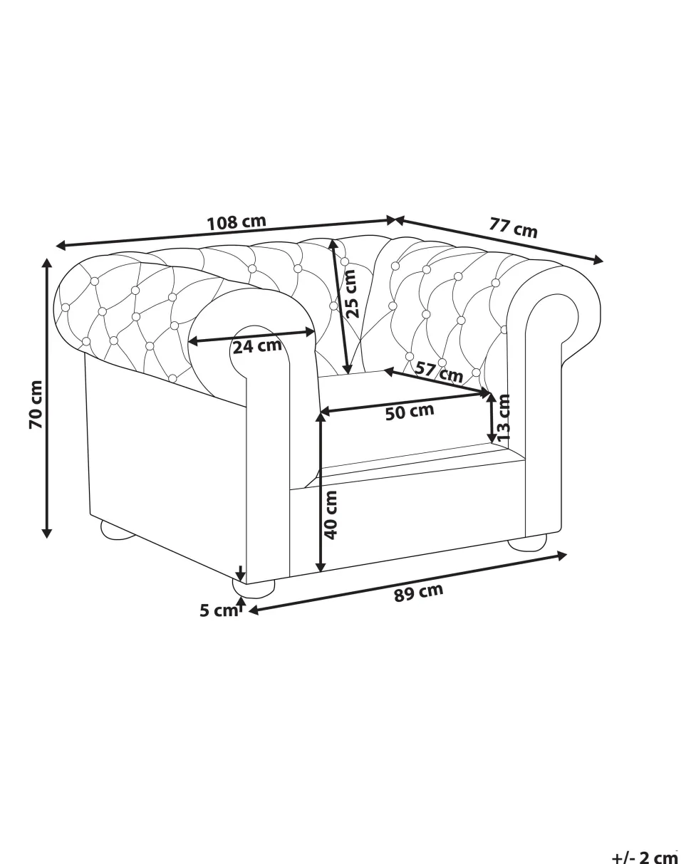 Beliani Musta Nahkaverhoiltu Nojatuoli Chesterfield Clearance