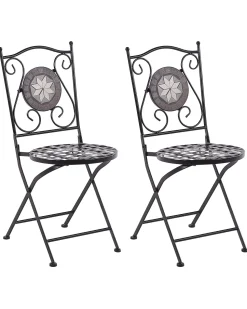 Beliani Musta Rautainen Puutarhatuoli 2 Kpl Cariati Clearance