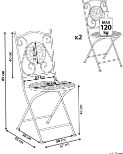 Beliani Musta Rautainen Puutarhatuoli 2 Kpl Cariati Clearance