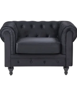 Beliani Musta Samettiverhoiltu Nojatuoli Chesterfield Sale