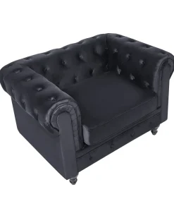 Beliani Musta Samettiverhoiltu Nojatuoli Chesterfield Sale