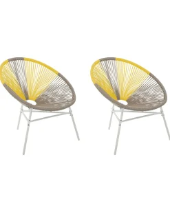 Beliani Narutuoli Polyrottinki Ruskeanharmaa/Keltainen 2 Kpl Acapulco Cheap