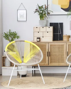 Beliani Narutuoli Polyrottinki Ruskeanharmaa/Keltainen 2 Kpl Acapulco Cheap