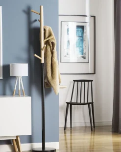 Beliani Naulakko Manty/Teras 6 Koukkua Vaalea Puu/Musta Aubum Fashion