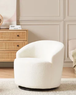 Beliani Nojatuoli Buklee Kermanvalkoinen Davik Fashion