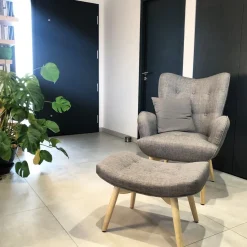 Beliani Nojatuoli Ja Rahi Harmaanruskea Vejle Hot